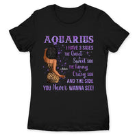 Aquarius Girl Personalized January Birthday Gift For Her Custom Birthday Gift Black Queen Customized February Birthday T-Shirt Hoodie Dreameris