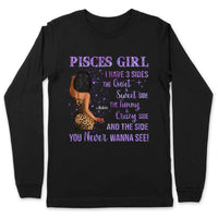 Pisces Girl Personalized March Birthday Gift For Her Custom Birthday Gift Black Queen Customized February Birthday T-Shirt Hoodie Dreameris