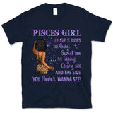 Pisces Girl Personalized March Birthday Gift For Her Custom Birthday Gift Black Queen Customized February Birthday T-Shirt Hoodie Dreameris