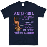 Aries Girl Personalized March Birthday Gift For Her Custom Birthday Gift Black Queen Customized April Birthday T-Shirt Hoodie Dreameris