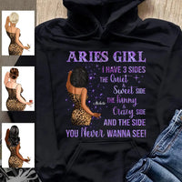 Aries Girl Personalized March Birthday Gift For Her Custom Birthday Gift Black Queen Customized April Birthday T-Shirt Hoodie Dreameris