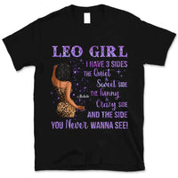 Leo Girl Personalized July Birthday Gift For Her Custom Birthday Gift Black Queen Customized August Birthday T-Shirt Hoodie Dreameris