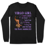 Virgo Girl Personalized September Birthday Gift For Her Custom Birthday Gift Black Queen Customized August Birthday T-Shirt Hoodie Dreameris