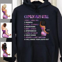 Capricorn Girl Personalized January Birthday Gift For Her Custom Birthday Gift Black Queen Customized December Birthday T-Shirt Hoodie Dreameris