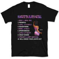 Sagittarius Girl Personalized November Birthday Gift For Her Custom Birthday Gift Black Queen Customized December Birthday T-Shirt Hoodie Dreameris