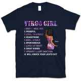 Virgo Girl Personalized September Birthday Gift For Her Custom Birthday Gift Black Queen Customized August Birthday T-Shirt Hoodie Dreameris