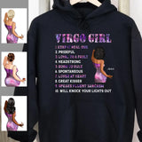 Virgo Girl Personalized September Birthday Gift For Her Custom Birthday Gift Black Queen Customized August Birthday T-Shirt Hoodie Dreameris