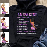 Aries Girl Personalized March Birthday Gift For Her Custom Birthday Gift Black Queen Customized April Birthday T-Shirt Hoodie Dreameris