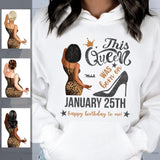 (Custom Birth Date) Personalized February Birthday Gift For Her Custom Birthday Gift Black Queen Customized February Birthday T-Shirt Hoodie Dreameris