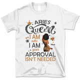 Zodiac Aries Personalized March Birthday Gift For Her Custom Birthday Gift Black Queen Customized April Birthday T-Shirt Hoodie Dreameris