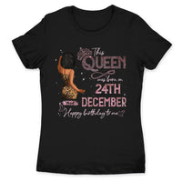 (Custom Birth Date) Personalized December Birthday Gift For Her Custom Birthday Gift Black Queen Customized December Birthday T-Shirt Hoodie Dreameris