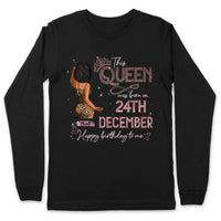 (Custom Birth Date) Personalized December Birthday Gift For Her Custom Birthday Gift Black Queen Customized December Birthday T-Shirt Hoodie Dreameris