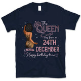 (Custom Birth Date) Personalized December Birthday Gift For Her Custom Birthday Gift Black Queen Customized December Birthday T-Shirt Hoodie Dreameris