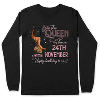 (Custom Birth Date) Personalized November Birthday Gift For Her Custom Birthday Gift Black Queen Customized November Birthday T-Shirt Hoodie Dreameris