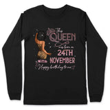 (Custom Birth Date) Personalized November Birthday Gift For Her Custom Birthday Gift Black Queen Customized November Birthday T-Shirt Hoodie Dreameris