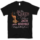 (Custom Birth Date) Personalized November Birthday Gift For Her Custom Birthday Gift Black Queen Customized November Birthday T-Shirt Hoodie Dreameris