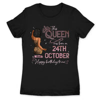 (Custom Birth Date) Personalized October Birthday Gift For Her Custom Birthday Gift Black Queen Customized October Birthday T-Shirt Hoodie Dreameris