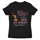 (Custom Birth Date) Personalized August Birthday Gift For Her Custom Birthday Gift Black Queen Customized August Birthday T-Shirt Hoodie Dreameris