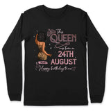 (Custom Birth Date) Personalized August Birthday Gift For Her Custom Birthday Gift Black Queen Customized August Birthday T-Shirt Hoodie Dreameris