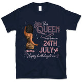 (Custom Birth Date) Personalized July Birthday Gift For Her Custom Birthday Gift Black Queen Customized July Birthday T-Shirt Hoodie Dreameris