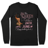 (Custom Birth Date) Personalized June Birthday Gift For Her Custom Birthday Gift Black Queen Customized June Birthday T-Shirt Hoodie Dreameris