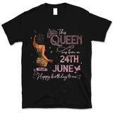 (Custom Birth Date) Personalized June Birthday Gift For Her Custom Birthday Gift Black Queen Customized June Birthday T-Shirt Hoodie Dreameris