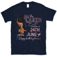 (Custom Birth Date) Personalized June Birthday Gift For Her Custom Birthday Gift Black Queen Customized June Birthday T-Shirt Hoodie Dreameris