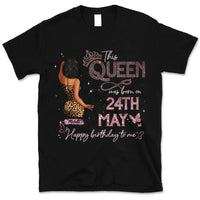 (Custom Birth Date) Personalized May Birthday Gift For Her Custom Birthday Gift Black Queen Customized May Birthday T-Shirt Hoodie Dreameris