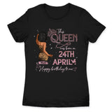 (Custom Birth Date) Personalized April Birthday Gift For Her Custom Birthday Gift Black Queen Customized April Birthday T-Shirt Hoodie Dreameris