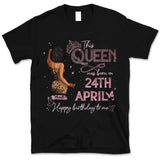 (Custom Birth Date) Personalized April Birthday Gift For Her Custom Birthday Gift Black Queen Customized April Birthday T-Shirt Hoodie Dreameris