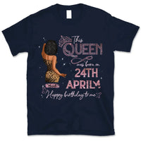 (Custom Birth Date) Personalized April Birthday Gift For Her Custom Birthday Gift Black Queen Customized April Birthday T-Shirt Hoodie Dreameris