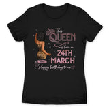 (Custom Birth Date) Personalized March Birthday Gift For Her Custom Birthday Gift Black Queen Customized March Birthday T-Shirt Hoodie Dreameris