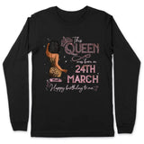 (Custom Birth Date) Personalized March Birthday Gift For Her Custom Birthday Gift Black Queen Customized March Birthday T-Shirt Hoodie Dreameris