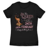 (Custom Birth Date) Personalized February Birthday Gift For Her Custom Birthday Gift Black Queen Customized February Birthday T-Shirt Hoodie Dreameris