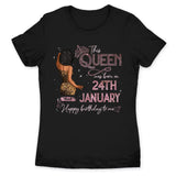 (Custom Birth Date) Personalized January Birthday Gift For Her Custom Birthday Gift Black Queen Customized January Birthday T-Shirt Hoodie Dreameris