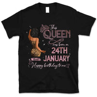 (Custom Birth Date) Personalized January Birthday Gift For Her Custom Birthday Gift Black Queen Customized January Birthday T-Shirt Hoodie Dreameris