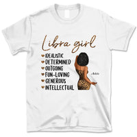 Zodiac Libra Personalized September Birthday Gift For Her Custom Birthday Gift Black Queen Customized October Birthday T-Shirt Hoodie Dreameris