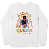 Zodiac Libra Personalized September Birthday Gift For Her Custom Birthday Gift Black Queen Customized October Birthday T-Shirt Hoodie Dreameris