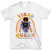 Zodiac Virgo Personalized September Birthday Gift For Her Custom Birthday Gift Black Queen Customized August Birthday T-Shirt Hoodie Dreameris