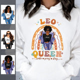 Zodiac Leo Personalized July Birthday Gift For Her Custom Birthday Gift Black Queen Customized August Birthday T-Shirt Hoodie Dreameris