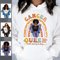 Zodiac Cancer Personalized July Birthday Gift For Her Custom Birthday Gift Black Queen Customized June Birthday T-Shirt Hoodie Dreameris