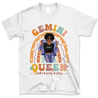 Zodiac Gemini Personalized May Birthday Gift For Her Custom Birthday Gift Black Queen Customized June Birthday T-Shirt Hoodie Dreameris