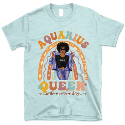 Zodiac Aquarius Personalized January Birthday Gift For Her Custom Birthday Gift Black Queen Customized February Birthday T-Shirt Hoodie Dreameris