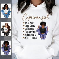 Zodiac Capricorn Personalized January Birthday Gift For Her Custom Birthday Gift Black Queen Customized December Birthday T-Shirt Hoodie Dreameris