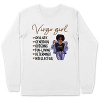 Zodiac Virgo Personalized September Birthday Gift For Her Custom Birthday Gift Black Queen Customized August Birthday T-Shirt Hoodie Dreameris