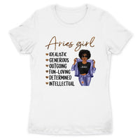 Zodiac Aries Personalized March Birthday Gift For Her Custom Birthday Gift Black Queen Customized April Birthday T-Shirt Hoodie Dreameris