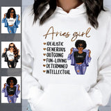 Zodiac Aries Personalized March Birthday Gift For Her Custom Birthday Gift Black Queen Customized April Birthday T-Shirt Hoodie Dreameris