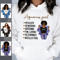 Zodiac Aquarius Personalized January Birthday Gift For Her Custom Birthday Gift Black Queen Customized February Birthday T-Shirt Hoodie Dreameris