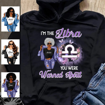 Flower Libra Personalized October Birthday Gift For Her Custom Birthday Gift Black Queen Customized September Birthday T-Shirt Hoodie Dreameris