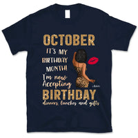 It's My Birthday October Girl Personalized October Birthday Gift For Her Black Queen Custom Birthday Gift Customized Birthday Shirt Dreameris